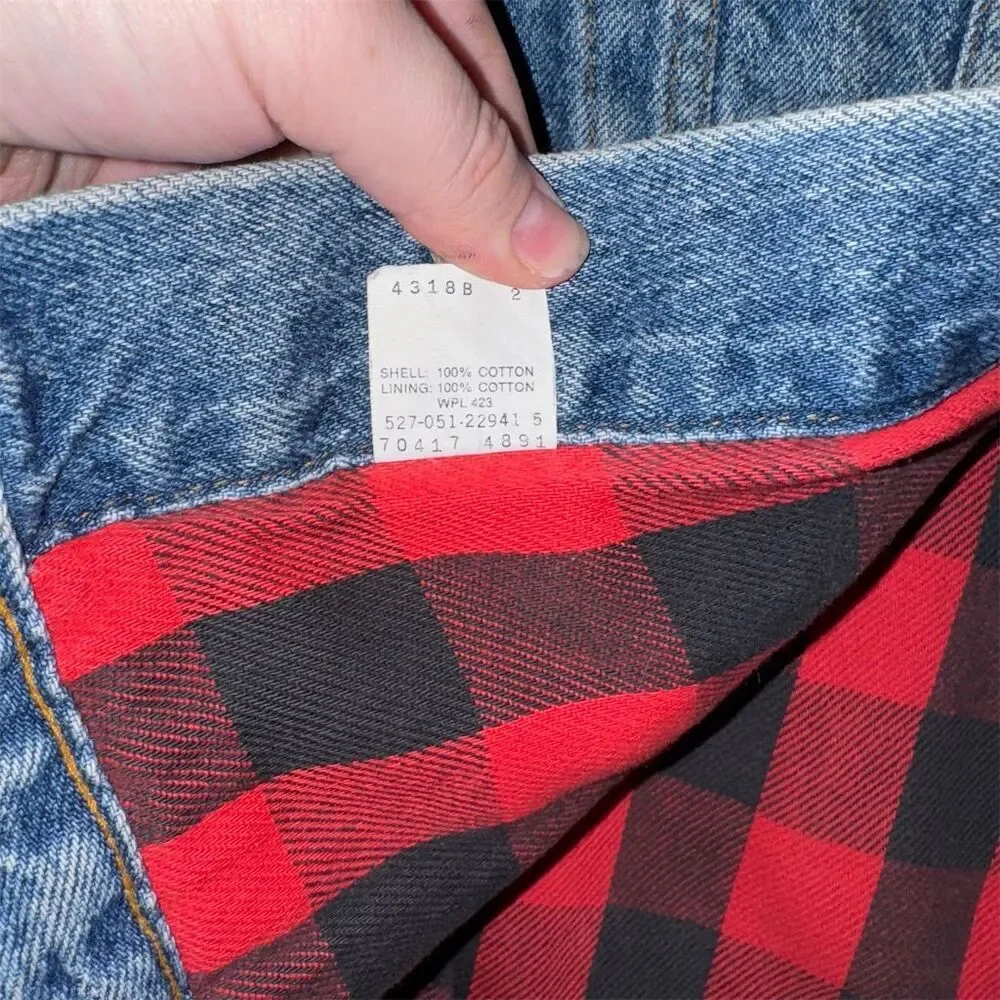 Levi's Men's Vintage, Blokecore Trucker Jacket S Blue Buffalo Plaid Lined Denim‎ - Picture 5 of 7
